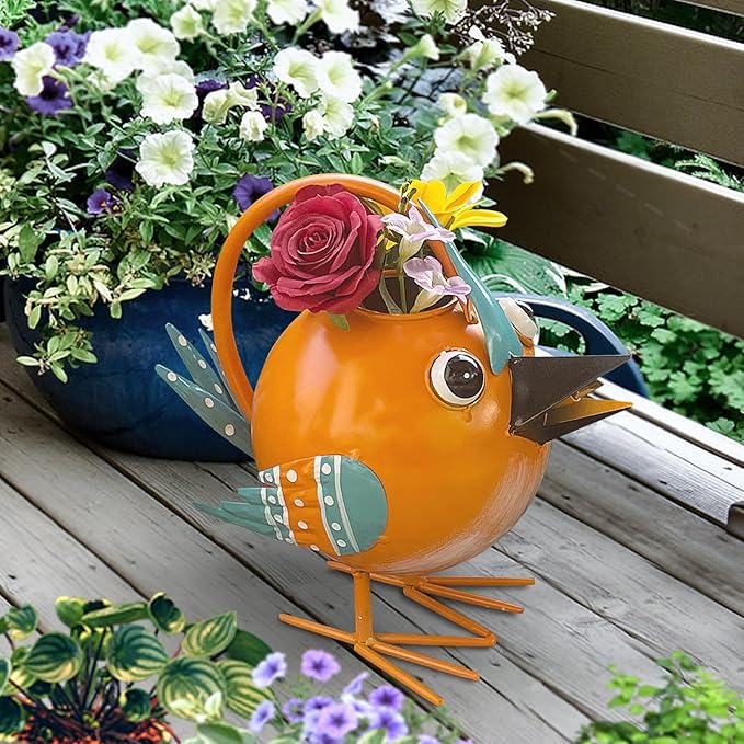 Metal Cute Bird Watering Can,Watering Can Indoor/Outdoor Plants, Decorative & Functional 1.8 L/0.5 Gallon Water Pot for House Flowers Plant, Home,Farmhouse Garden Decor