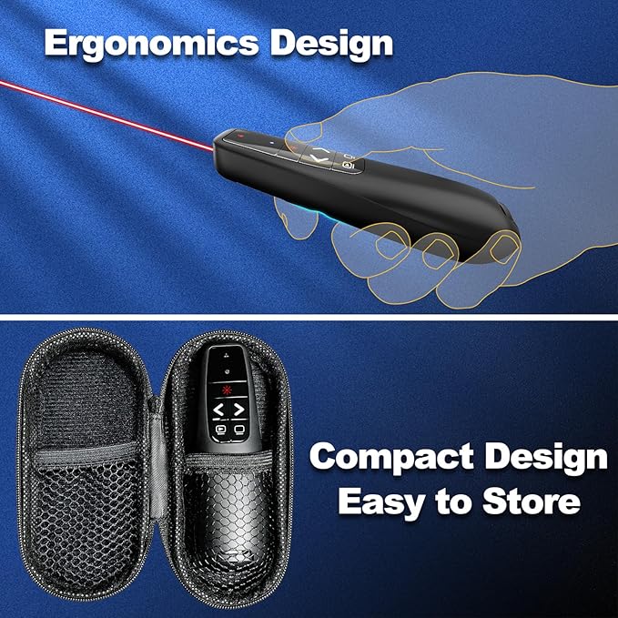(2 Units) Presentation Clicker PowerPoint Presenter Remote: Laser Pointer Project Power Point PPT Clicker for Mac Laptop Office, Wireless Computer Clickers Slideshow Google Slide Advancer
