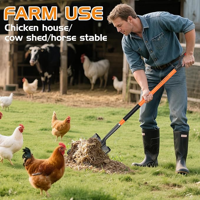 HIGHLIGHT Sifting Shovel, Heavy Duty Metal Sand Sifter for Beach, 45" Long Sifter Shovel for Beach Fun, Chicken Coop, Farm Goat Stall Sand Poop Cleaning, with Ergonomic D-Grip Handle