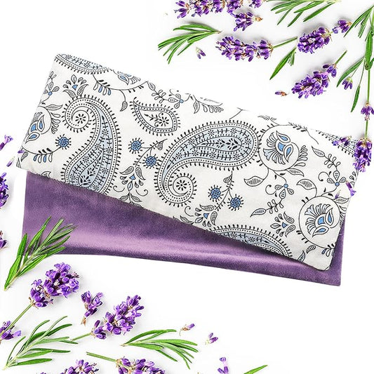 Lavender Eye Pillow for Relaxation, Yoga, Sleep – Weighted Eye Mask for Headache, Sinus, Aromatherapy Moist Heat Compress, Meditation Accessory, Relaxation Gift for Women (Purple)