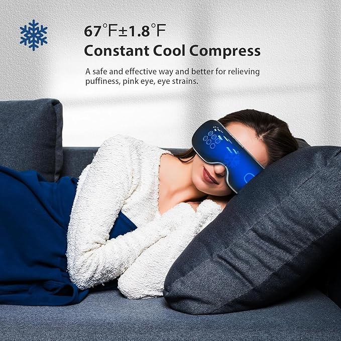 Eye Massager with Heat and Cooling for Migraines, Dry Eyes - Eye Massager Mask for Relaxation Gift for Women and Men