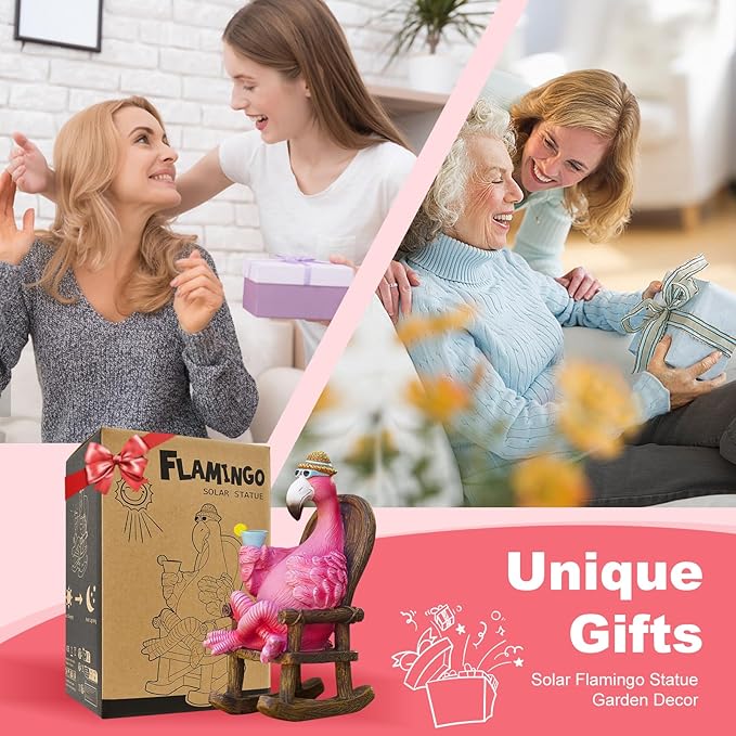 Flamingo Statue for Outdoor Garden Statue - Resin Flamingo Fairy Garden Decor - Suitable for Home Desk Garden Lawn Patio Porch Decor, Unique Gifts for Mom Grandma (8.1 inch)