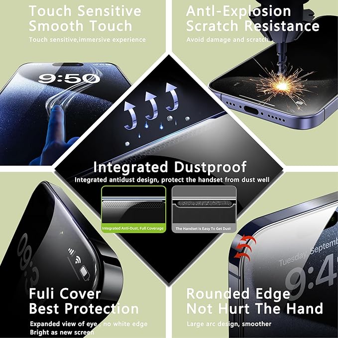 (2-Pack Anti Blue Light Matte Screen Protector for iPhone 11 Pro Max/XS Max (6.5-Inch),9H Tempered Glass,Anti-Glare,Full Coverage,Anti-Fingerprint,Auto Dust Removal,Bubble-Free