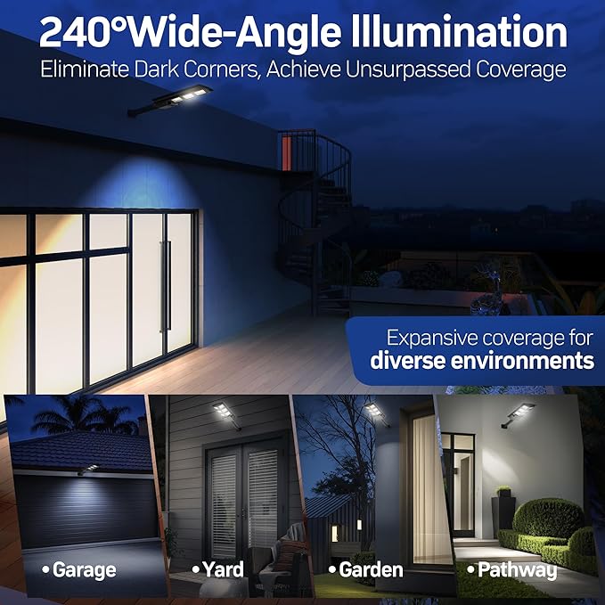 Outdoor Solar Lights, Dusk to Dawn Motion Sensor Waterproof LED Street Outside Flood Powered Lighting, Bright Wall Patio Flag Lights for Garden Yard Garage - 4 Pack