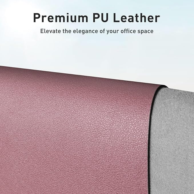Aothia Leather Desk Pad Protector, Mouse Pad, Office Desk Mat, Non-Slip PU Leather Desk Blotter, Laptop Desk Pad, Waterproof Desk Writing Pad for Office and Home (48"x17", Dark Pink)