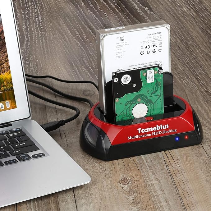 USB 2.0 Hard Drive Docking Station, TCC-S867-US USB 2.0 to 2.5 3.5 Inch SATA IDE Dual Slots Reader External Enclosure, for 2.5" 3.5" IDE SATA I/II/III HDD SSD