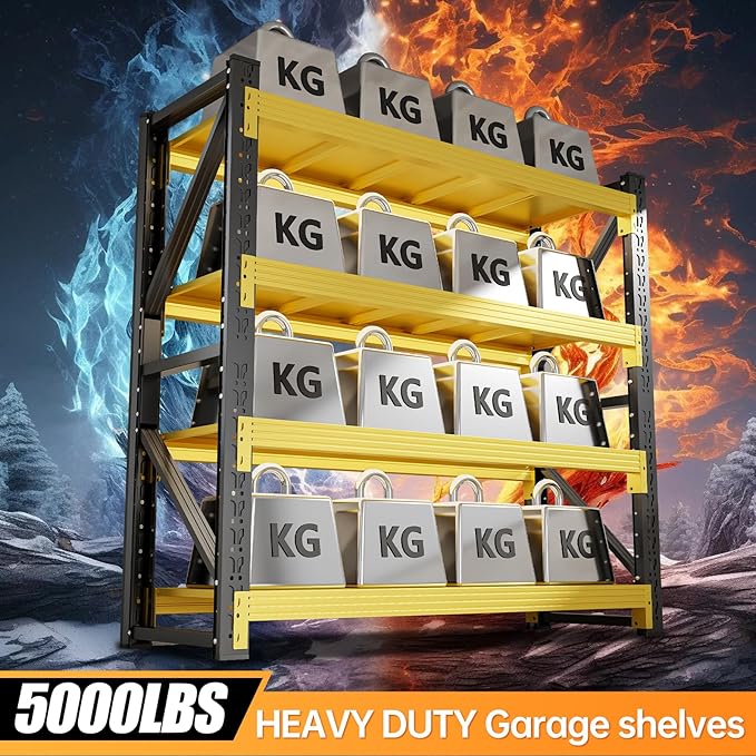 60" W Storage Shelves Heavy Duty, 4 Tier Metal Garage Shelving Units, 5000LBS Heavy Duty Adjustable Shelf, Garage Storage Rack, Industrial Shelving for Shop, Warehouse,60" W x 24" D x 79" H