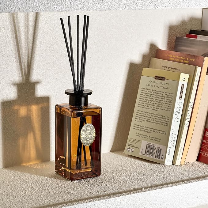 M&SENSE 10.14 oz Large Reed Diffuser Set | Under The Fig Scent Home Oil Diffuser with Sticks |Hotel Collection Non-Toxic Essential Oil |for Bedroom Bathroom Living Room