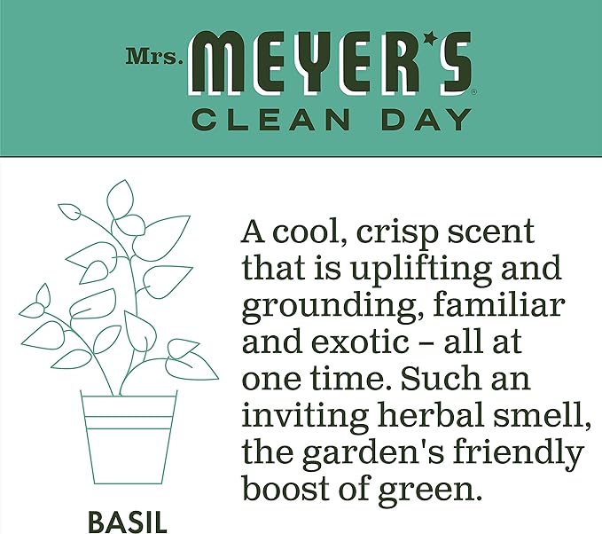 MRS. MEYER'S CLEAN DAY Liquid Dish Soap, Biodegradable Formula, Basil, 16 fl. oz - Pack of 3