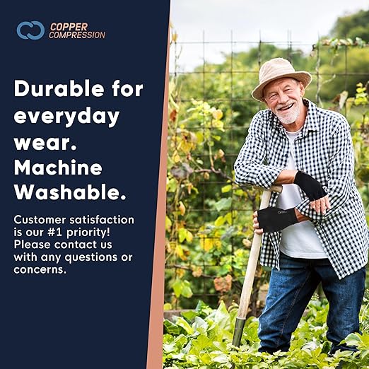 Copper Compression Arthritis Gloves | Fingerless Arthritis Carpal Tunnel Pain Relief for Men & Women | Hand Support Wrist Brace for Neuropathy, Rheumatoid, Tendonitis, Swelling, Crocheting, Typing Grey L