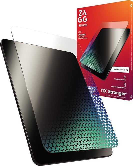ZAGG XTR4 Screen Protector for iPad Mini 8.3" (A17 Pro) – 11X Stronger Tempered Glass with Graphene, Blue Light Filtering, Anti-Reflective, Easy Dust-Free Installation, Eco-Friendly
