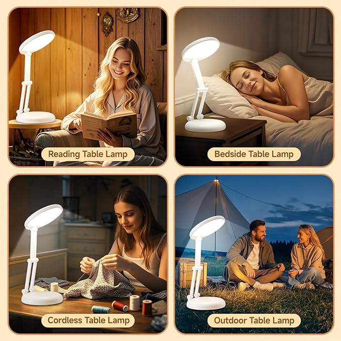 Small Desk Lamp Cute Desk Lamp,3600mAh Small Battery Operated Lamp Rechargeable Lamp,10 Brightness Battery Powered Lamp Rechargeable Lamps Cordless Desk Lamp,Portable Lamp Cute Lamp for Desk Lamp Cute