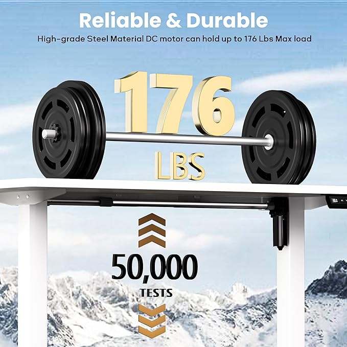 Standing Desk Frame for 37 to 77.5’’ Desktop, Electric Height Adjustable Desk Legs, 176 lbs Motorized Desk Legs Workstation Frame with Memory Presets, White Frame Only