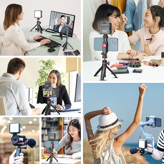 ULANZI VL49 2000mAh LED Video Light w 3 Cold Shoe, Rechargeable Soft Light Panel, Portable Photography Lighting for DJI OSMO Sony DSLR Canon Camera GoPro Vlogging