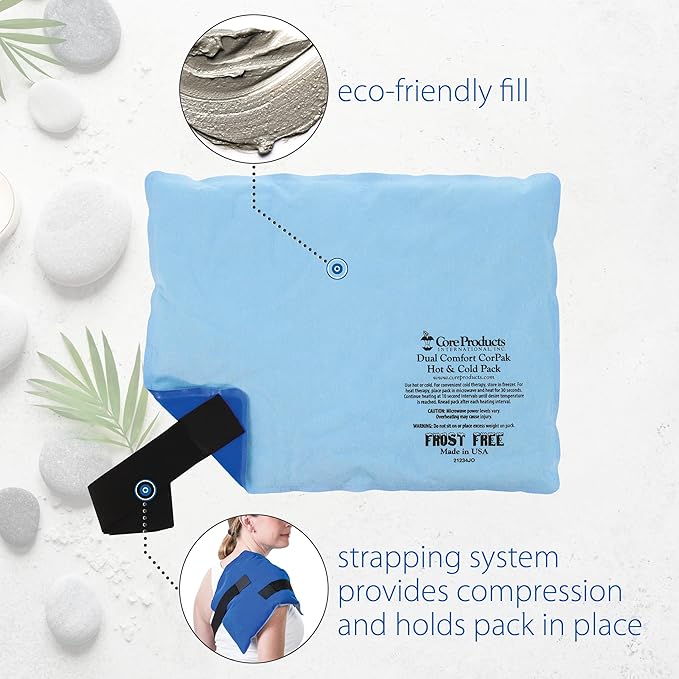 Core Products Dual Comfort CorPak - Reusable hot/Cold Pack for Knee, Back, Shoulder, or Ankle Pain; Use hot or Cold; Made in USA - Size: 10" x 13"