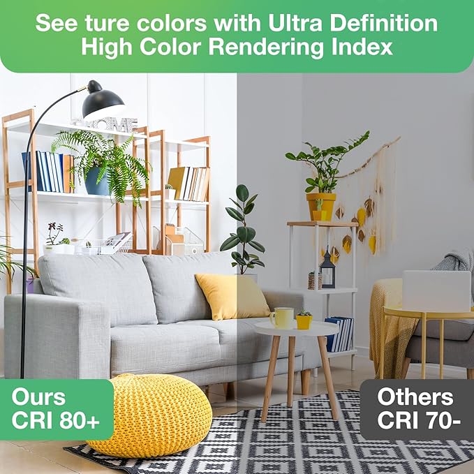 A19 LED Light Bulbs 100W Equivalent 2700K Soft White, 1500 Lumens, E26 Base, Non-Dimmable, 13W Bright White for Bedroom Home Office, 6 Pack