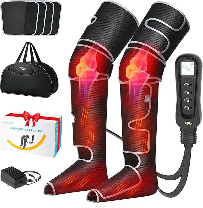 ALLJOY Leg Massager for Circulation and Pain Relief FSA, Gifts for Men Women Dad Mom, Leg Massager with Heat and Compression, 2 Heat 5 Modes 4 Intensities 4 Extenders