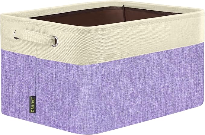 BALEINE 1 Pack Fabric Storage Bins for Shelves, Linen Storage Baskets for Organizing, Decorative Closet Bins for Clothes, Home (Lavender, 17''x13''x10.5'')
