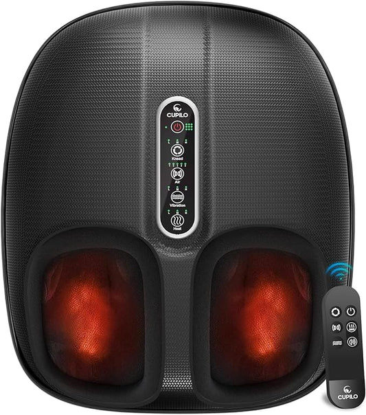 Foot Massager with Heat, Shiatsu Feet Massager with Remote Control, Multi-Level Compression Deep Knead Foot Massage for Neuropathy & Plantar Fasciitis, Fits Up to 13", Gifts