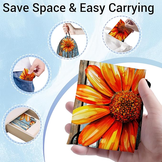 Daisy Flower Gymnastics Grip Bag Orange Lightweight Drawstring Gym Grip Bags for Womens