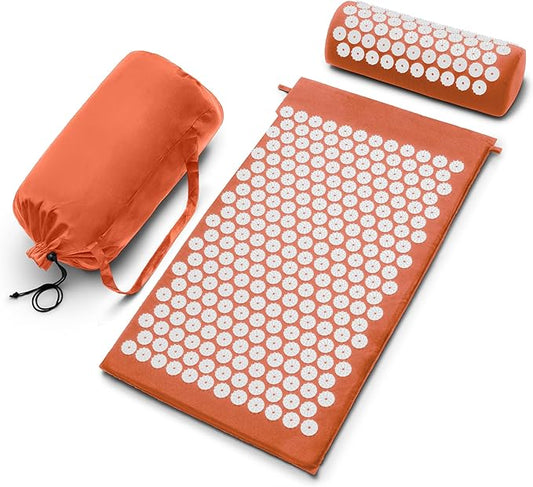 Sivan Health and Fitness Acupressure Mat and Pillow Set - Grounding Mat for Stress, Back & Neck Pain - Acupuncture Point Massage Mat for Muscle Relaxation, Sciatica, & Meditation - Includes Carry Bag