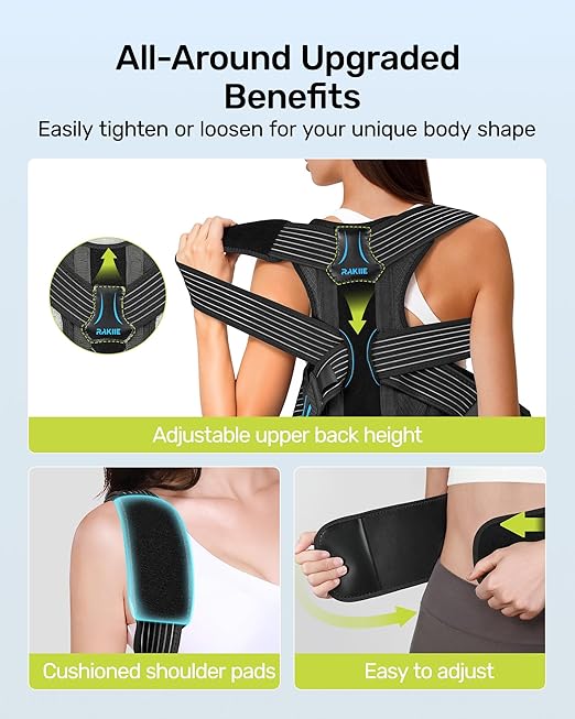 Upright Posture Corrector, Comfortable Lumbar Support Belt with 3D Elastic Kintted Mesh, Upper and Lower Back Pain Relief, Easy to Put on & Take off, Fit Various Body Shape, Size L (Upper Waist: 41.3"-47.2")