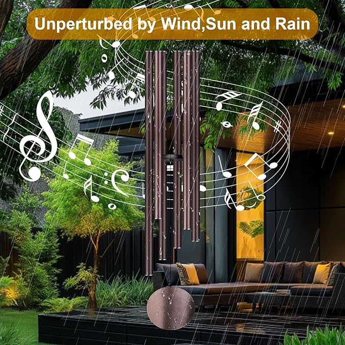 66" Large Wind Chimes for Outside Deep Tone with 6 Heavy ⌀ 1.2" Tubes - Soothing Windchimes Outdoors for Garden Patio Hanging Decor, Memorial Sympathy Gifts for Loss of Loved One (Bronze, 66")