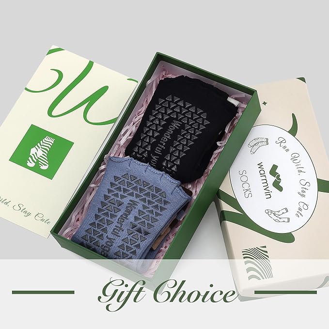 Non-Slip Pilates Yoga Socks with Grips for Women - Stylish Crew Socks for Barre, Ballet, and Workout (Size 5-9)