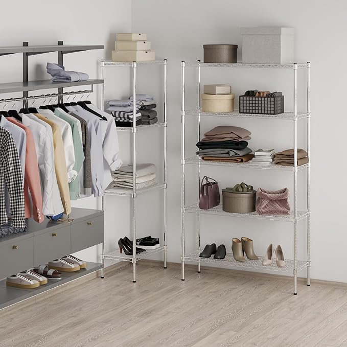 14" Deep x 42" Wide x 74" Height Wire Shelving Kit | 5-Tier | NSF Commercial Storage Rack Unit