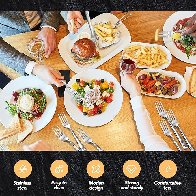 50 Pieces Stainless Steel Forks Silverware Set 6.7 Inches Dinner Flatware Salad Forks Bulk Mirror Polished, Dishwasher Safe, Use for Home, Kitchen and Restaurant