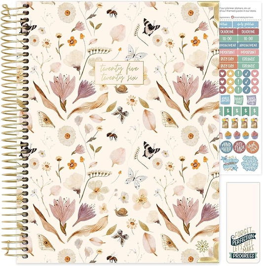 bloom daily planners HARDCOVER 2025-2026 (8.5" x 11") Academic Year Day Planner (July 2025 - July 2026) - Task Goal Organizer - Monthly & Weekly Inspirational Agenda Book - Butterfly Garden