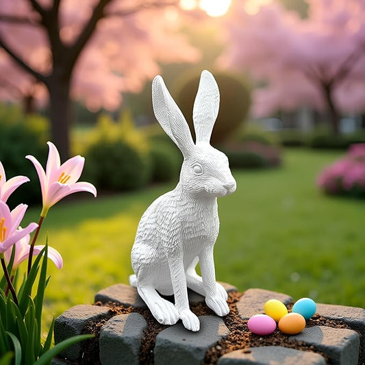10.2 Inch Resin Garden Statues,Bunny Figurine Decorations for Lawn,Balcony-Yard Art Garden Patio Decor,Unique Housewarming Birthday Gifts for Women