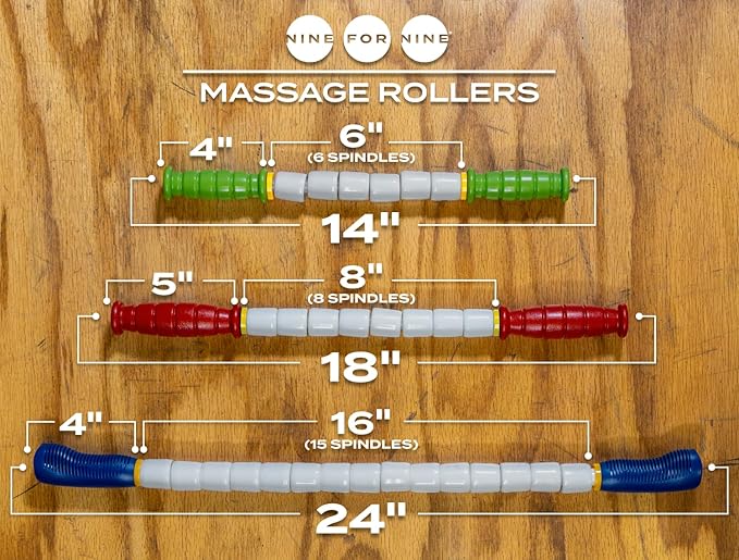 Massage Stick 24" Handheld Spindle Massage Roller - Full Body Muscle Recovery & Myofascial Release (Large - 24" Massage Stick)