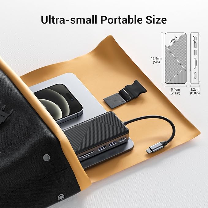 GiGimundo GM28P M.2 NVMe SSD Docking Station - 10Gbps Multi Ports Portable USB-C Hub, PD100W, HDMI 4K 60Hz, SD Card Reader, M.2 Dock for Laptop Mac, Black