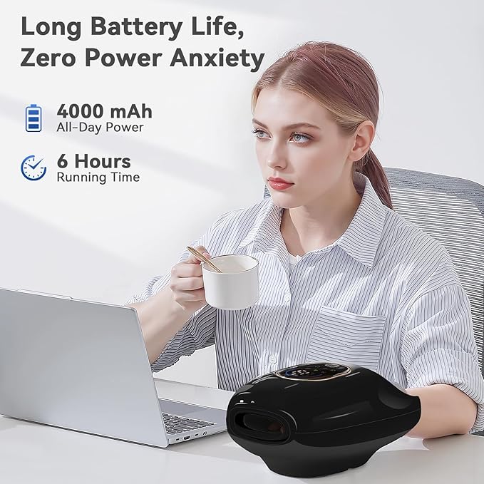 KingPavonini Hand Massager with Heat and Compression, Wrist Heating & Air-Compression, Palm Rolling, Cooling Fan, Cordless Wrist and Hand Massager for Arthritis and Carpal Tunnel, Gift for Women Men