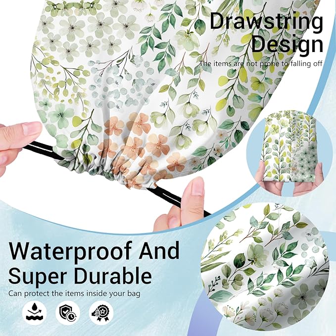 Green Leaves Gymnastics Grip Bag Waterproof Gymnastics Pouch String Bag for Gym Sports Storage