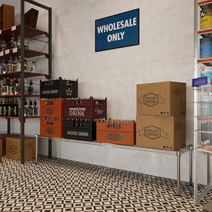 14" Deep x 72" Wide x 14" Height Wire Shelving Kit | 1-Tier | NSF Commercial Storage Rack Unit