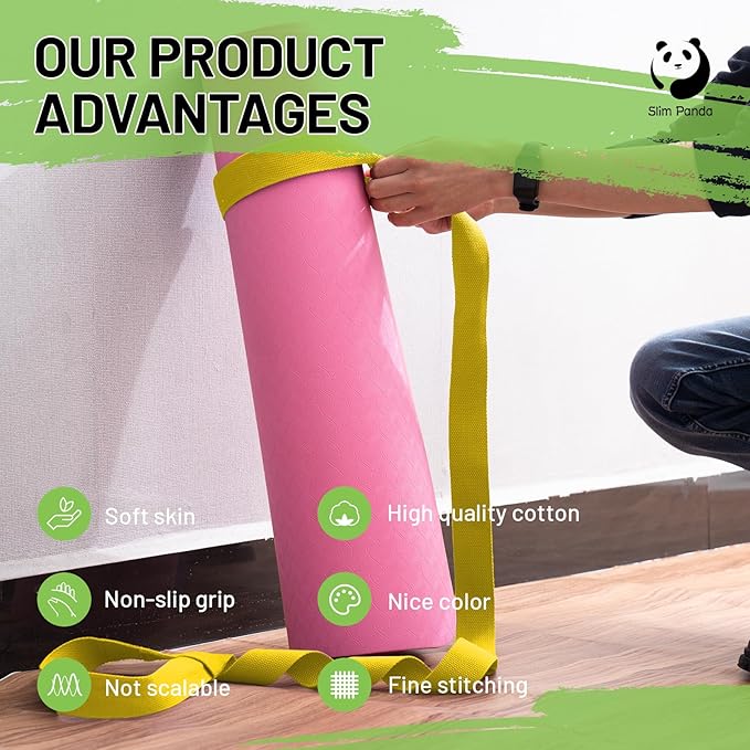 Slim Panda Yoga Mat Straps for Carrying, Adjustable Yoga Mat Carrier, Yoga Mat Sling(Yoga Mat Not Included)