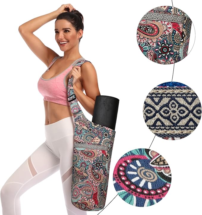 IwIeIaIrI Yoga Mat Bag with Large Size Pocket and Zipper Pocket，Yoga Bag Adjustable Shoulder Strap- Holds More Yoga Accessories