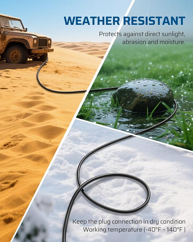 DEWENWILS Outdoor Extension Cord Multiple Outlets 45ft, Evenly Spaced 3 Outlets Plugs with Safety Cover, 16/3 SJTW Weatherproof Wire for Christmas Lights Holiday Decorations