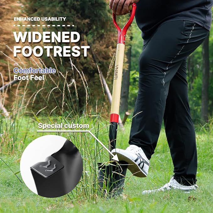 Spade Shovel,Transplanting Spade，Drain Spade,Spade Shovels for Digging,Sharp Shooter Shovel or Spade,45Inch,Stell D-Grip,Wooden Handle