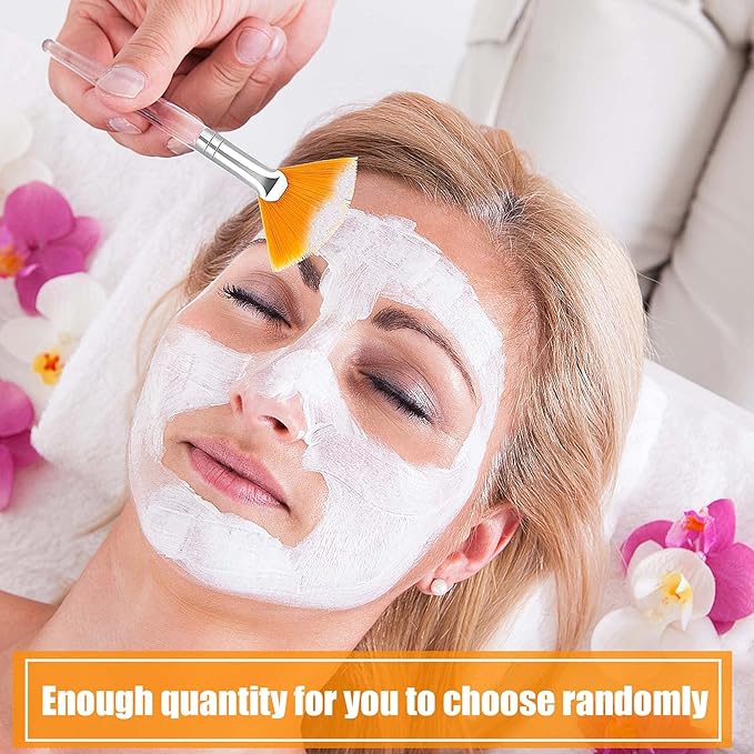 Patelai 14 Pieces Fan Brushes Applicator, Mask Brushes for Facial Makeup Tools for Face Cosmetic(Yellow)