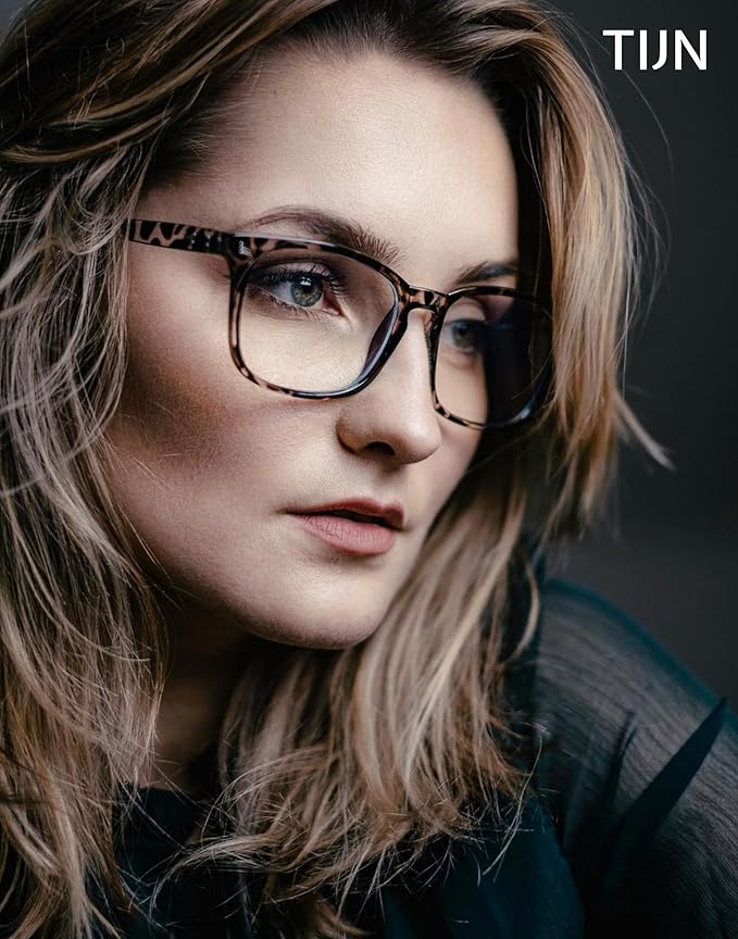 TIJN Blue Light Blocking Glasses for Women Men Clear Frame Square Nerd Eyeglasses Anti Blue Ray Computer Screen Glasses