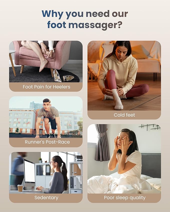 COMFIER Foot Massager with Heat, Shiatsu Foot Massager Machine for Neuropathy Plantar Fasciitis, Squeeze & Rolling Foot Massage, Remote Control & Piano-Key Button