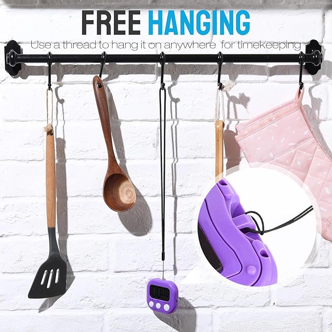 Weewooday 24 Pcs Digital Kitchen Timer Magnetic Timer Bulk On/Off Switch Minute Second Count up Countdown Loud Alarm for Exercise Cook Baking (Novel Color)