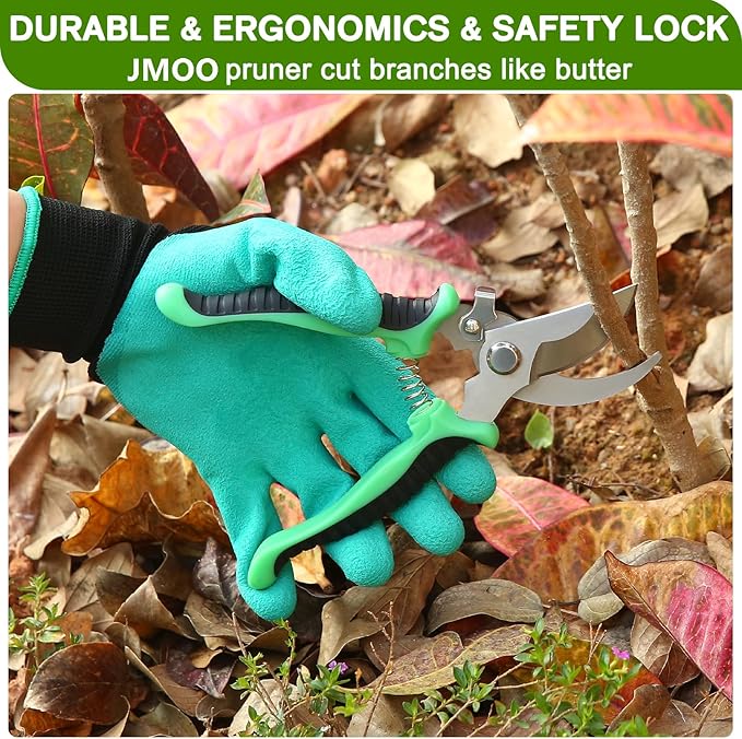 JMOO Garden Tools, 8-Piece Garden Tool Set with Non-Slip Ergonomic Handles, Lightweight Aluminum Alloy Rust-Proof Durable Gardening Hand Tools, Ideal Gardening Tools Gifts for Women and Men