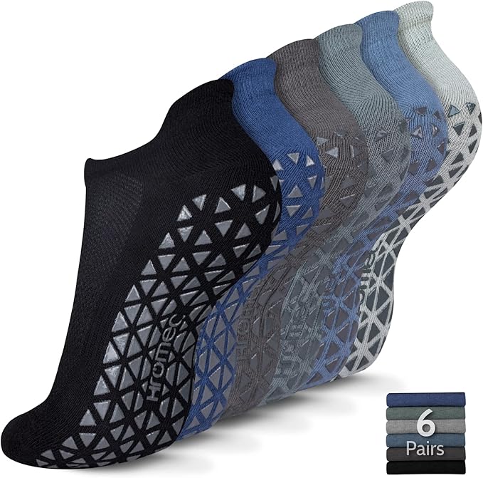 Non Slip Yoga Socks with Grips for Pilates, Ballet, Barre, Barefoot, Hospital Anti Skid Socks for Women and Men