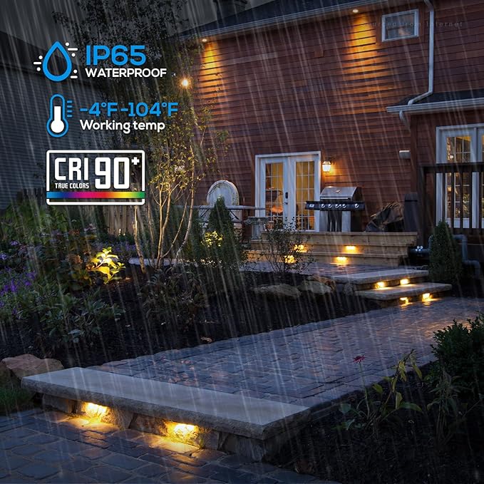 LEONLITE 8-Pack 7 Inch LED Hardscape Lighting, Update Retaining Wall Lights, LED Landscape Lighting, 12-24V AC/DC Paver Light Low Voltage, 3W/4W/5W Dimmable Outdoor Step Lights, 2700K Soft White, ETL