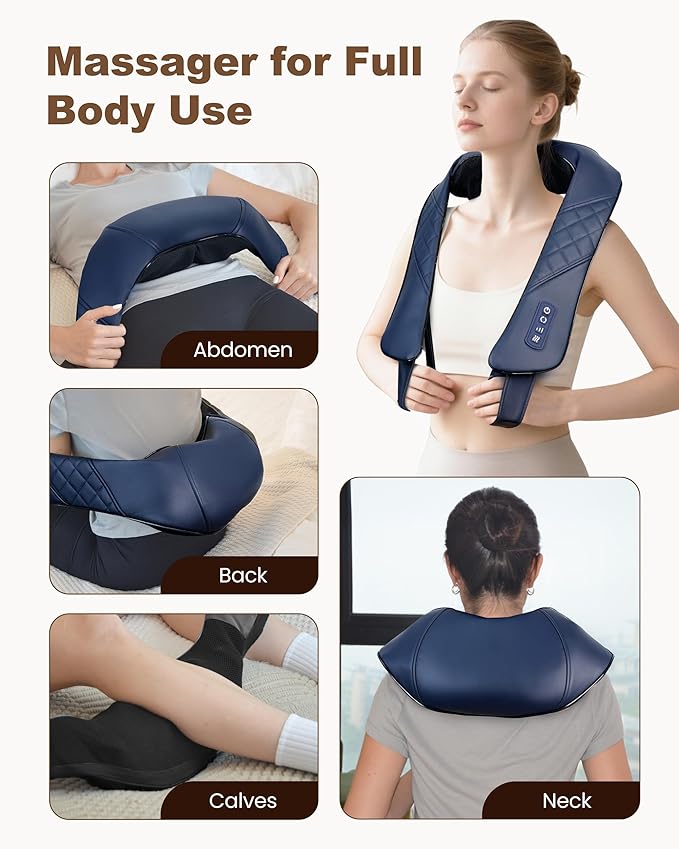 Beleduc Cordless Neck Massager for Pain Relief Deep Tissue, Shiatsu Neck and Back Massager with Heat, Portable Kneading Shoulder Massager, Gifts for Men Women Dad Mom