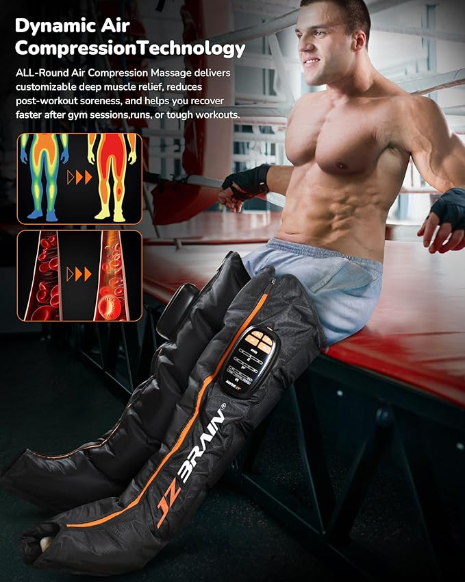 Sequential Air Compression Recovery System : Professional Full Leg Compression Boots for Fast Recovery & Circulation Improvement - Recovery Device for Athletes Runners Gym Users